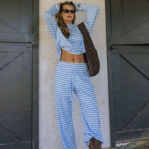 Daily Drills Blue Striped Women's Lounge Set